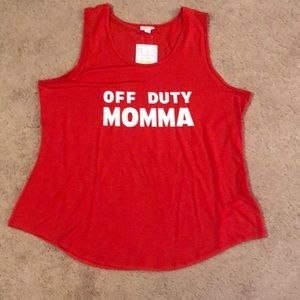 Red off duty momma tank top size 3x